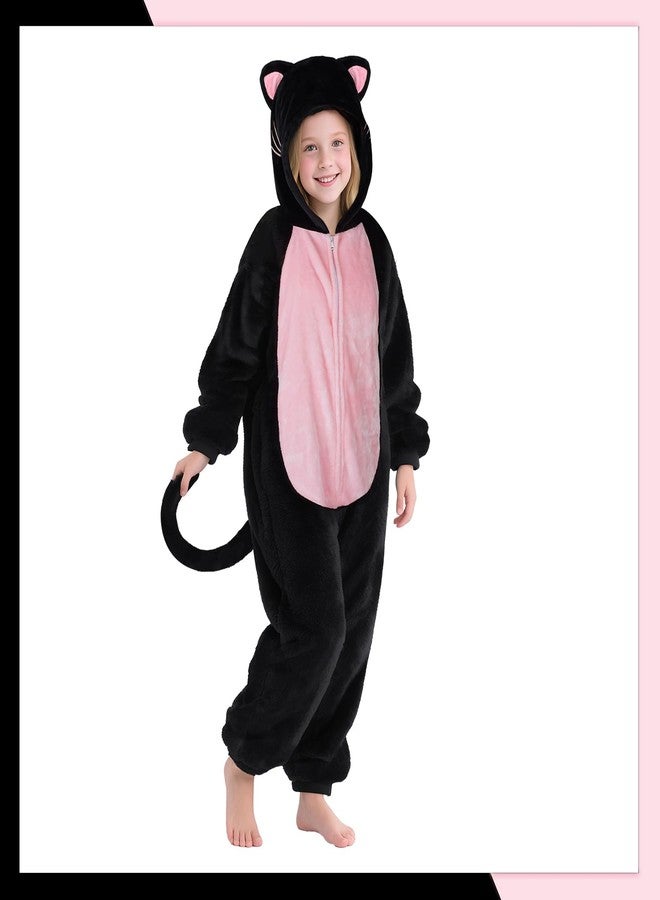 digi Cat Costume for Girls, Halloween Costumes for Kids, Black Onesie Pajamas Animal One Piece Costume Cosplay 4-12T - Image 4